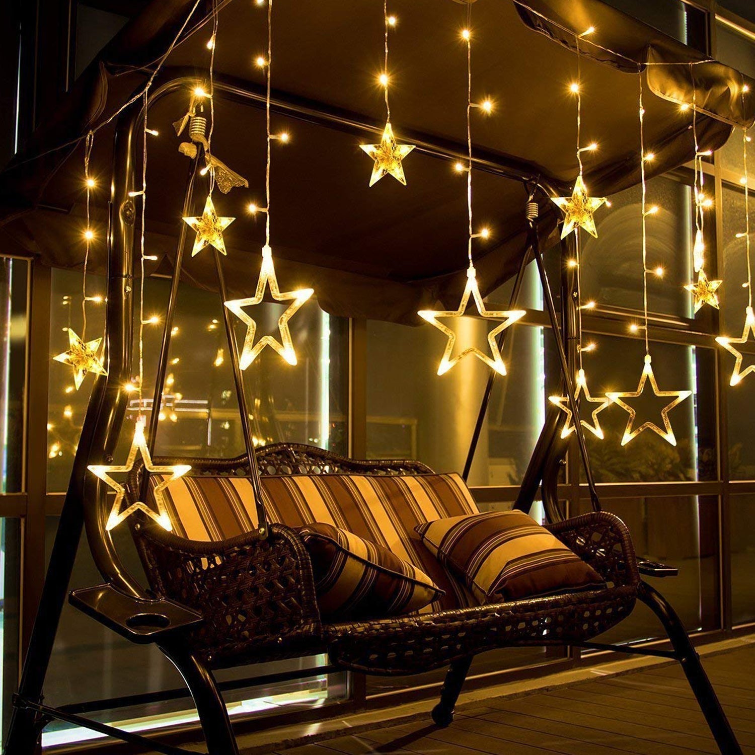 1278 12 STARS CURTAIN STRING LIGHTS, WINDOW CURTAIN LIGHTS WITH 8 FLASHING MODES DECORATION FOR FESTIVALS 1278 12 STARS CURTAIN STRING LIGHTS, WINDOW CURTAIN LIGHTS WITH 8 FLASHING MODES DECORATION FOR FESTIVALS